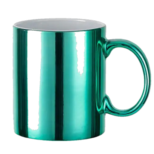 Taza de colores plateados para sublimar 11oz color verde