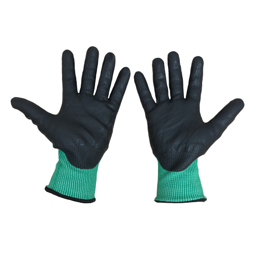 Guantes de Corte color verde recubierto de nitrilo A5 Talla 7