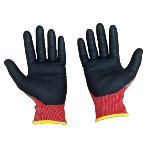Guantes de Corte color rojo recubierto de nitrilo A7  Talla 10