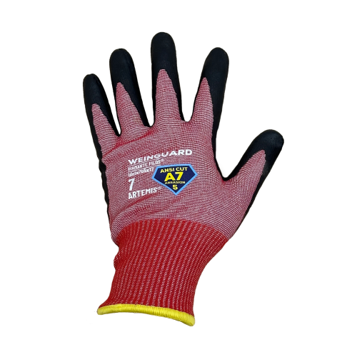 Guantes de Corte color rojo recubierto de nitrilo A7  Talla 10