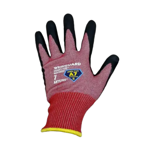 Guantes de Corte color rojo recubierto de nitrilo A7  Talla 10