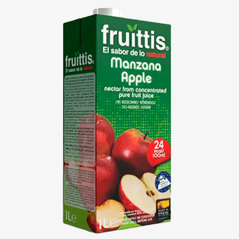 Caja de jugo marca Fruittis sabor Manzana, 1 Litro