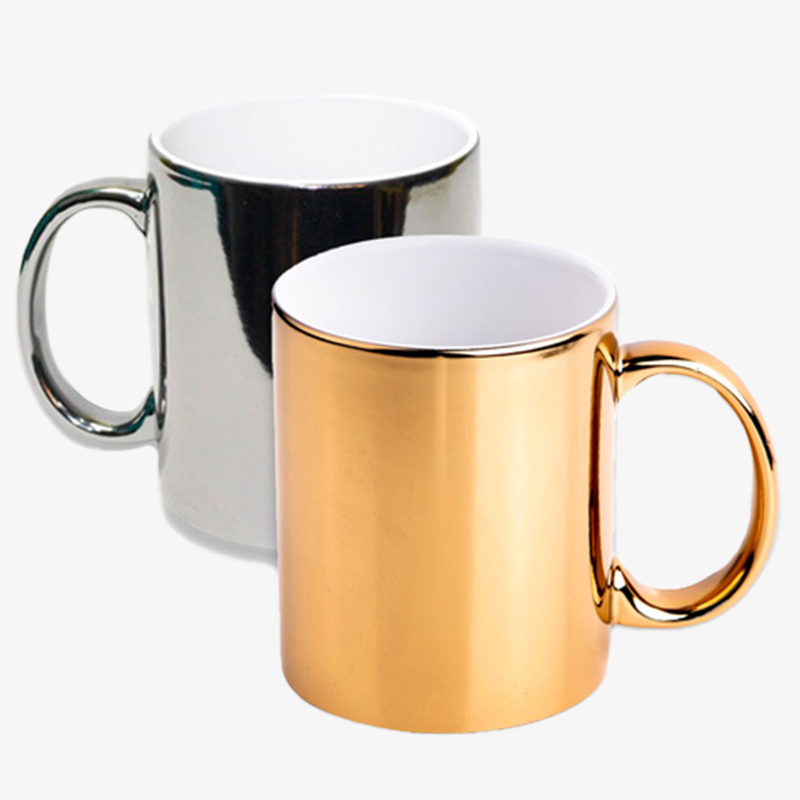 Taza 11 oz efecto espejo color gris