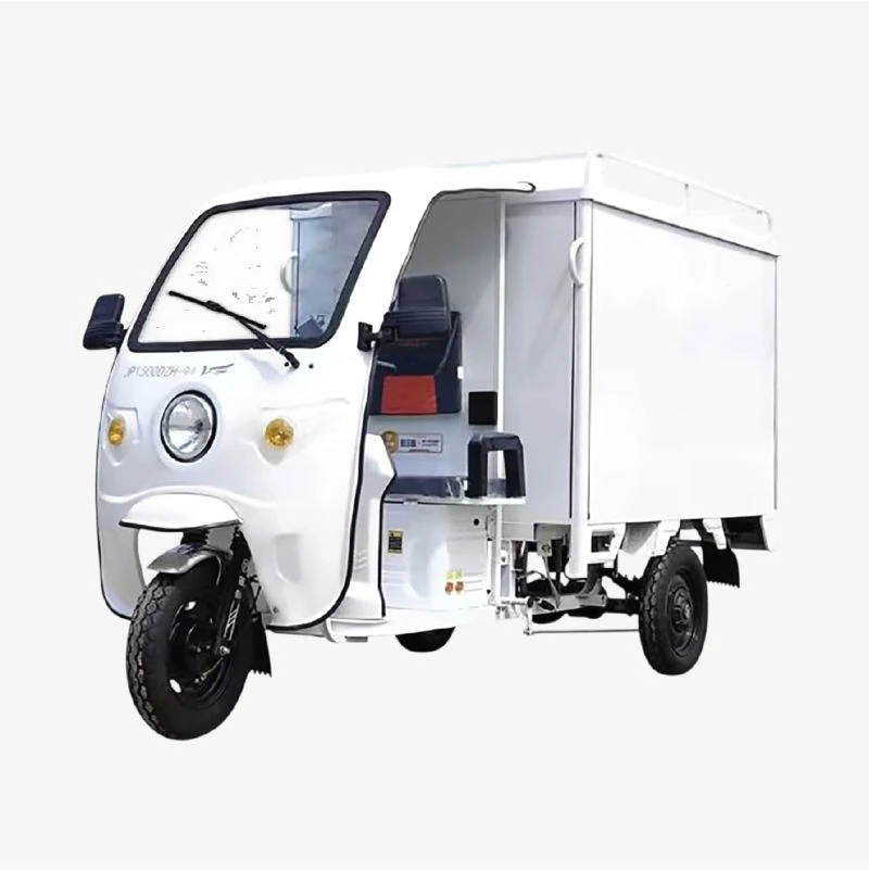Triciclo de carga con techo y cabina