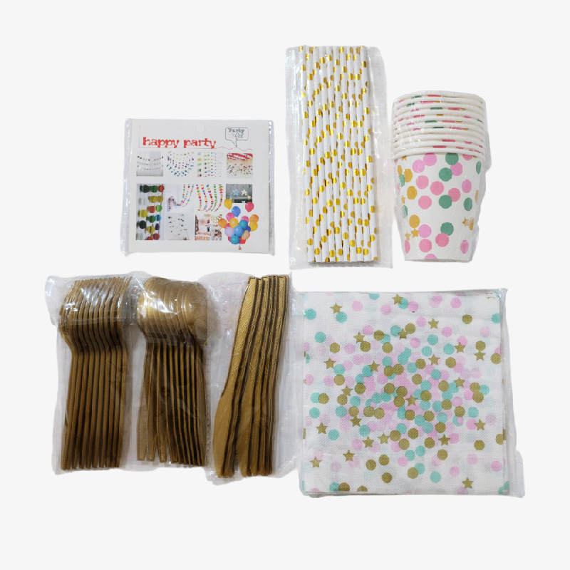 Set de artículos para fiesta (dorado)