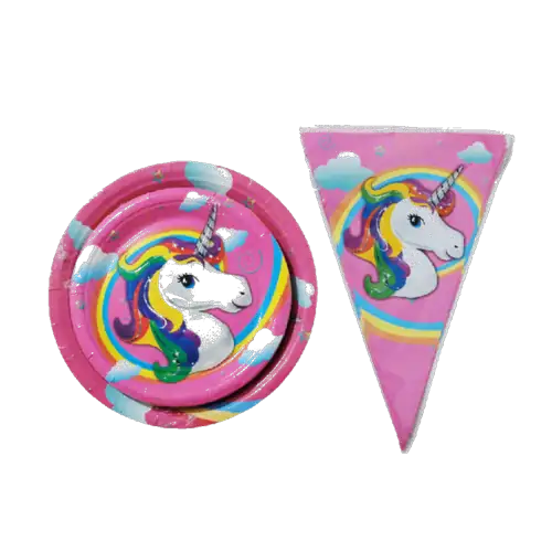 Set de artículos para fiesta (temática unicornio)