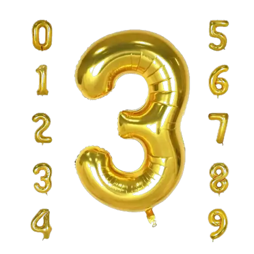 Globos con forma de números (del 0 al 9) dorados o plateados