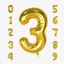 Globos con forma de números (del 0 al 9) dorados o plateados