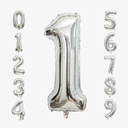 Globos con forma de números (del 0 al 9) dorados o plateados