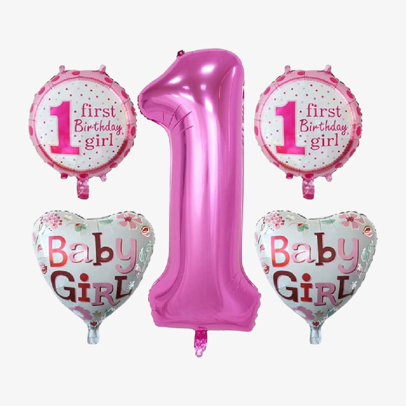 Globos para el primer añito con  números 1 (rosa o azul)