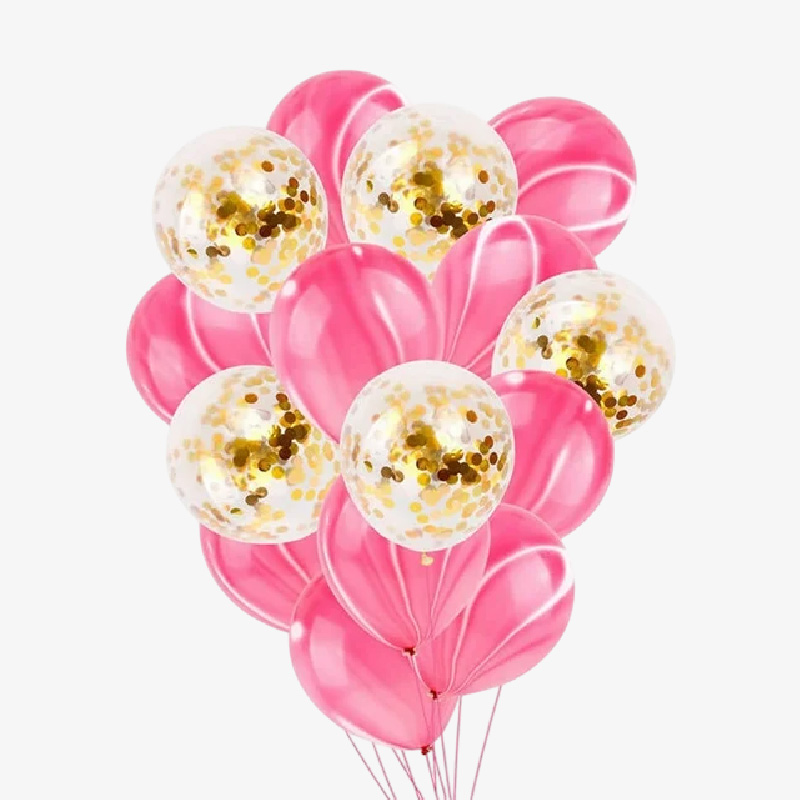 Globos a juego (nubes rosa y doradas)
