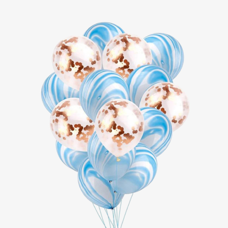 Globos a juego (nubes azules y doradas)