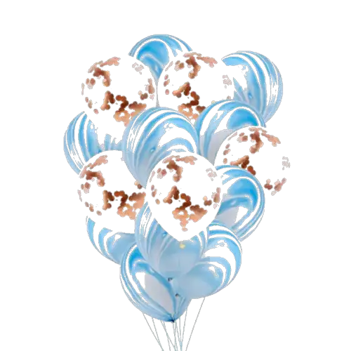 Globos a juego (nubes azules y doradas)