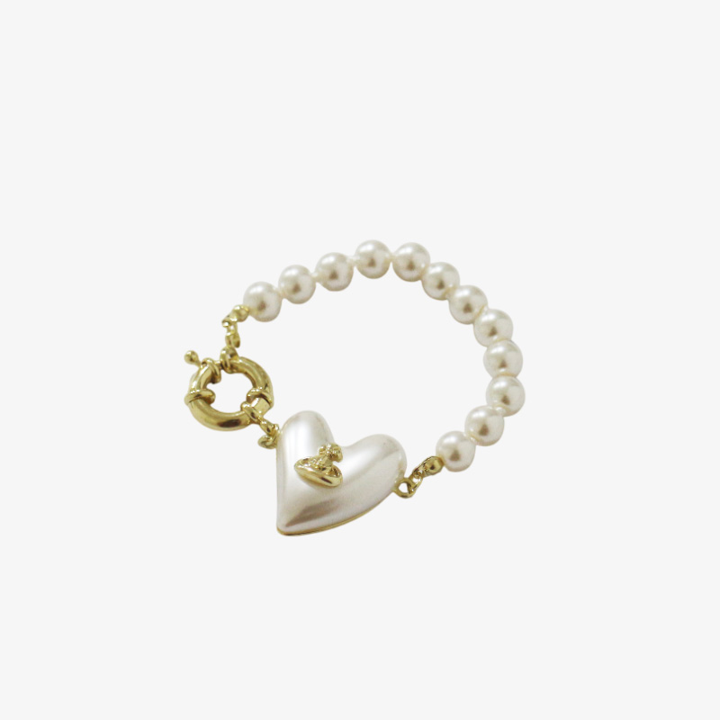 Pulsera con perlas y dije de corazón "Amor eterno"
