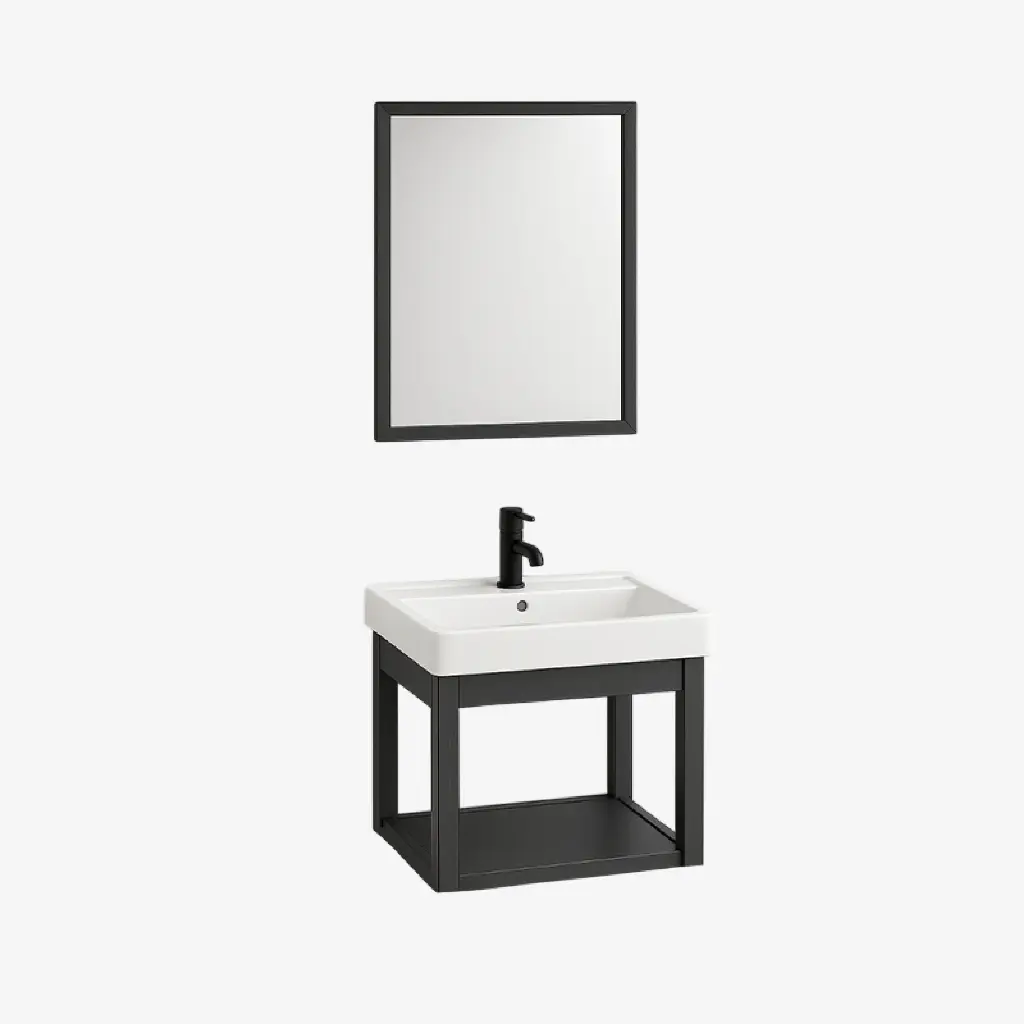 Set 4 de Baño con Espejo cuadrado y lavamos 37*58*30CM