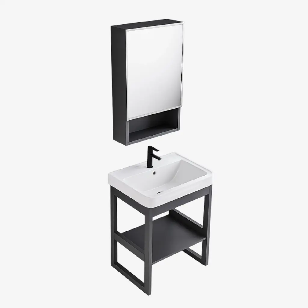 Set 13 de Baño con Espejo con puerta estilo gabinete lavamos 37*58*30CM