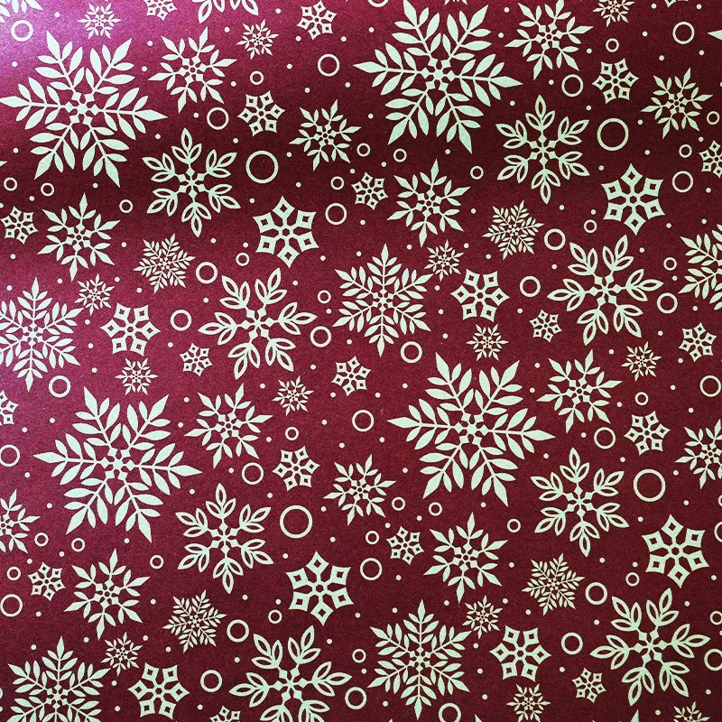 Papel de regalo estilo navideño (Copos rojos)(PZ039)