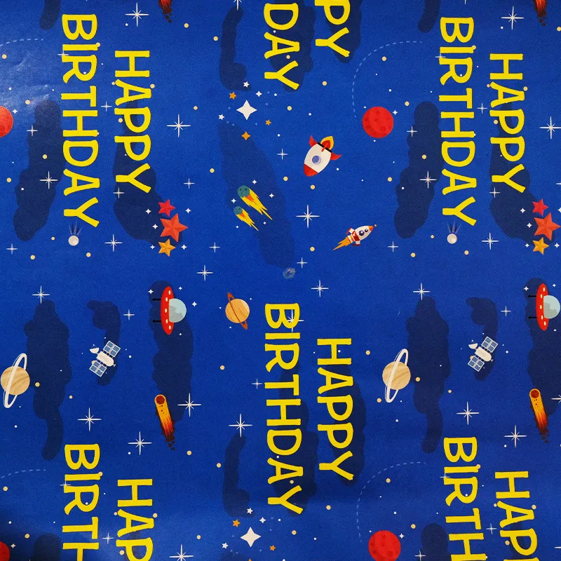 Papel de regalo para cumpleaños (Azul Happy)(PZ098)