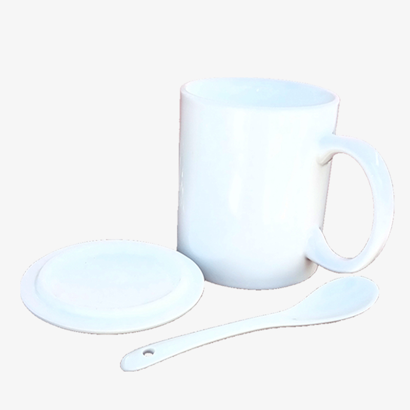 Taza Blanca de 11 OZ Con Asa y Cuchara para Sublimación