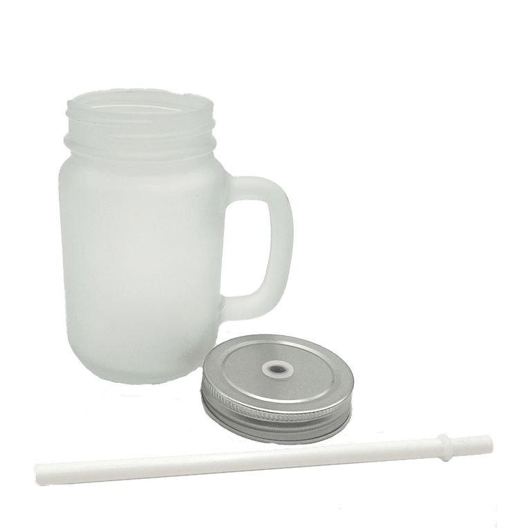 Mason Jar de vidrio esmerilado15 oz con Asa y Absorbente para Sublimación