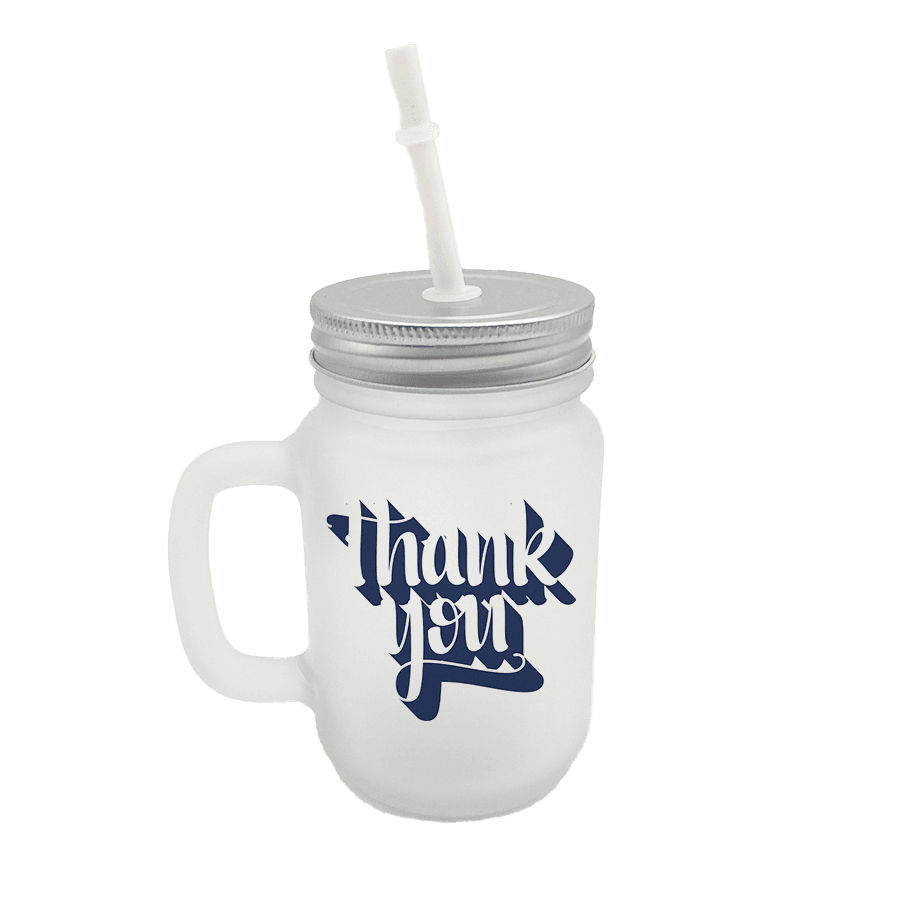 Mason Jar de vidrio esmerilado15 oz con Asa y Absorbente para Sublimación