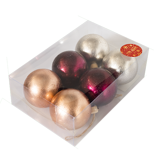 Set de 6 bolas navideñas de 8cm