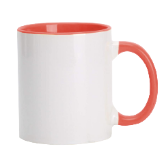 [NH13TIC11RJ48] Taza Recta Blanca 11 oz con asa de colores y borde (rojo)