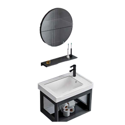 [NH12S9BLV37CM] Set 9 de Baño con Espejo redondo y lavamos 37*58*30CM