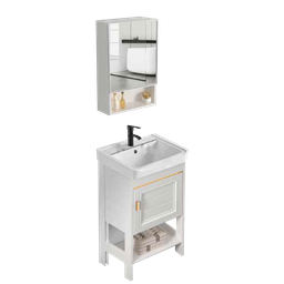 [NH12S15BEMM2N] Set 15 de Baño con Espejo y mueble de 2 niveles con 1 puerta lavamanos 78*43*35CM