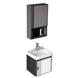 [NH12S23BEMM1P43CM] Set 23 de Baño con Espejo de 1 repisa horizontal y mueble con 1 puerta  lavamanos 43*35*41CM