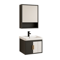 [NH12S24BEMM1P51CM] Set 24 de Baño con Espejo de 1 repisa horizontal y mueble con 2 puertas  lavamanos 51*35*41CM