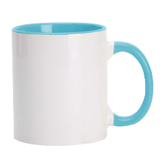 [NH13TRB11AZ50] Taza Recta Blanca 11 oz con asa de colores y borde (azul)