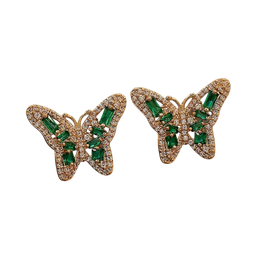 [NH09AG800] Aretes de esmeraldas Butterfly