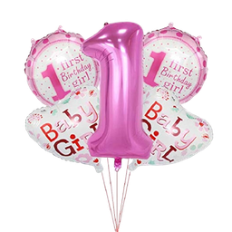 [NH09GNBG500RS] Globos para el primer añito con  números 1 (rosa)