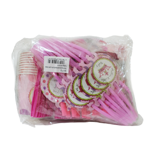 [NH09SAFP40] Set de artículos para fiesta de cumpleaños rosa (6 piezas)