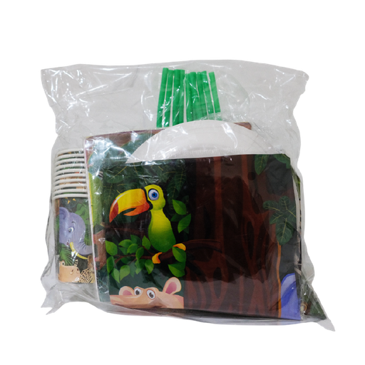 [NH09SAFA34] Set de artículos para fiesta (temática jungla) 10 piezas