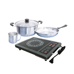 [NH12KITCOA3] Kit de Cocina eléctrica de inducción + Set de 2 Ollas y Jarra de acero inoxidable.
